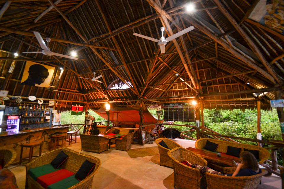 Stilts backpackers bar in Diani