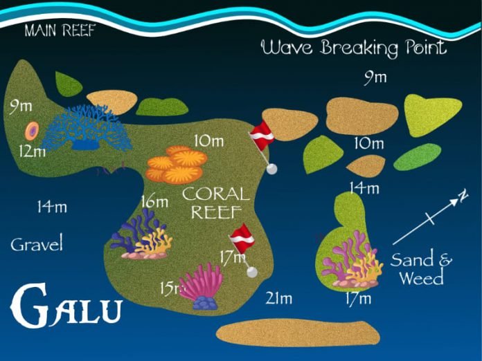 Dive profile map of Galu reef