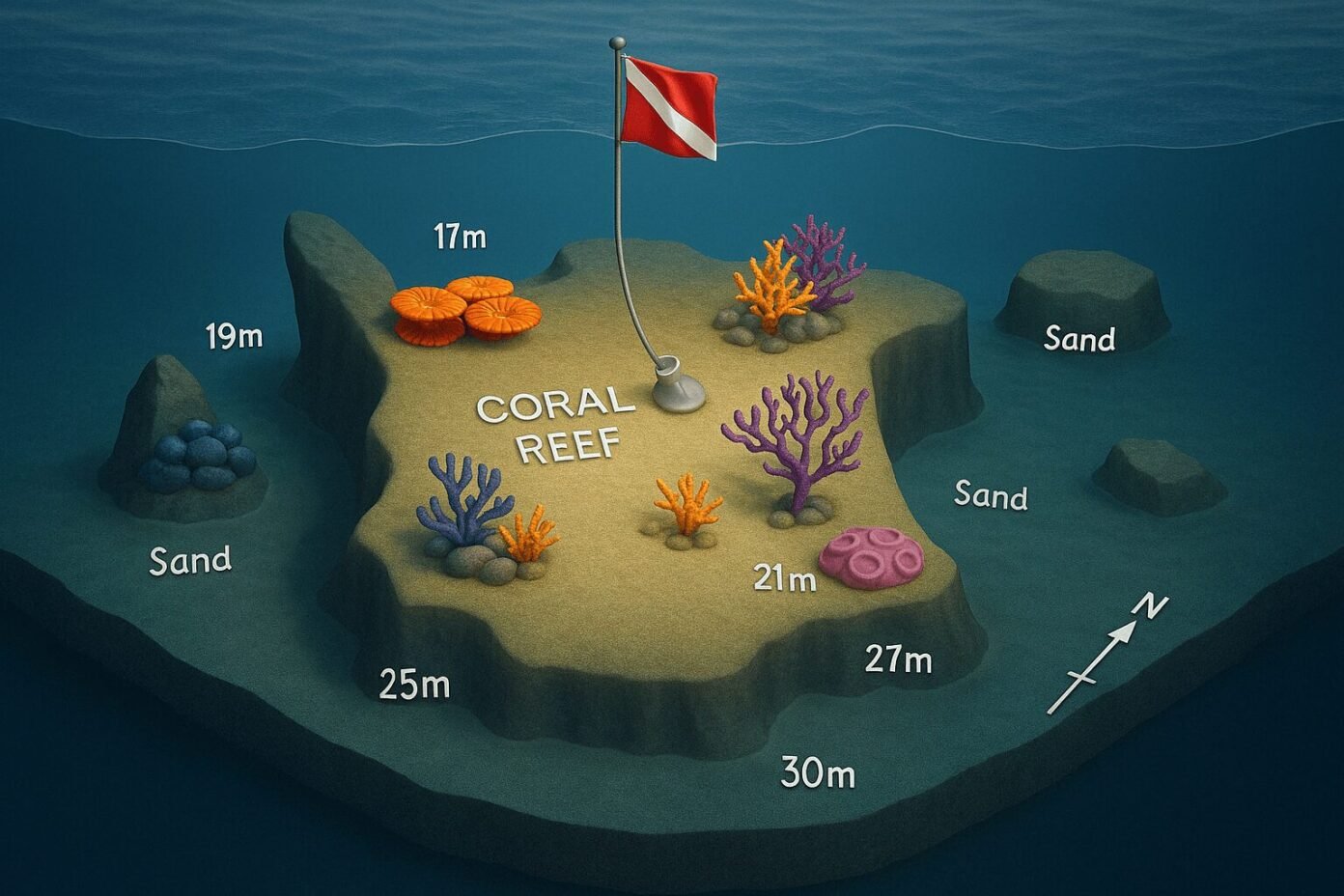 Kinondo pinnacle dive site in Diani, Kenya