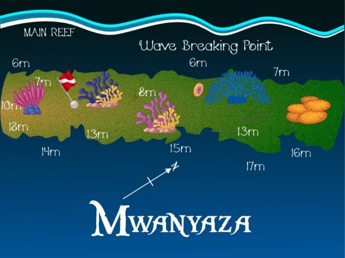 Dive profile map of Mwanyaza reef