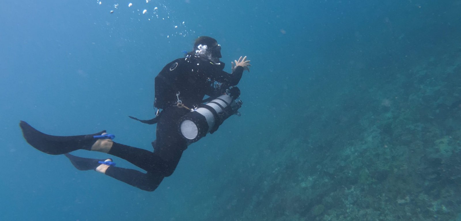 Scuba diver exploring a coral reef