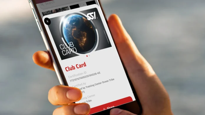 Dive club membership card
