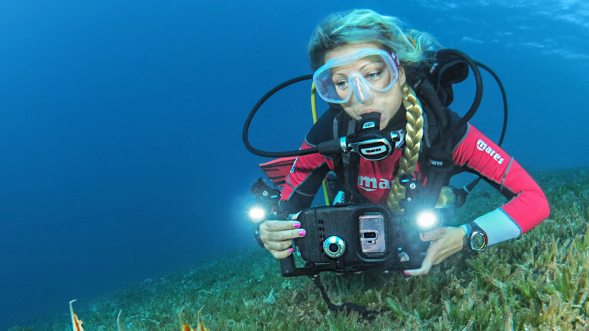 Underwater photography during a scuba dive