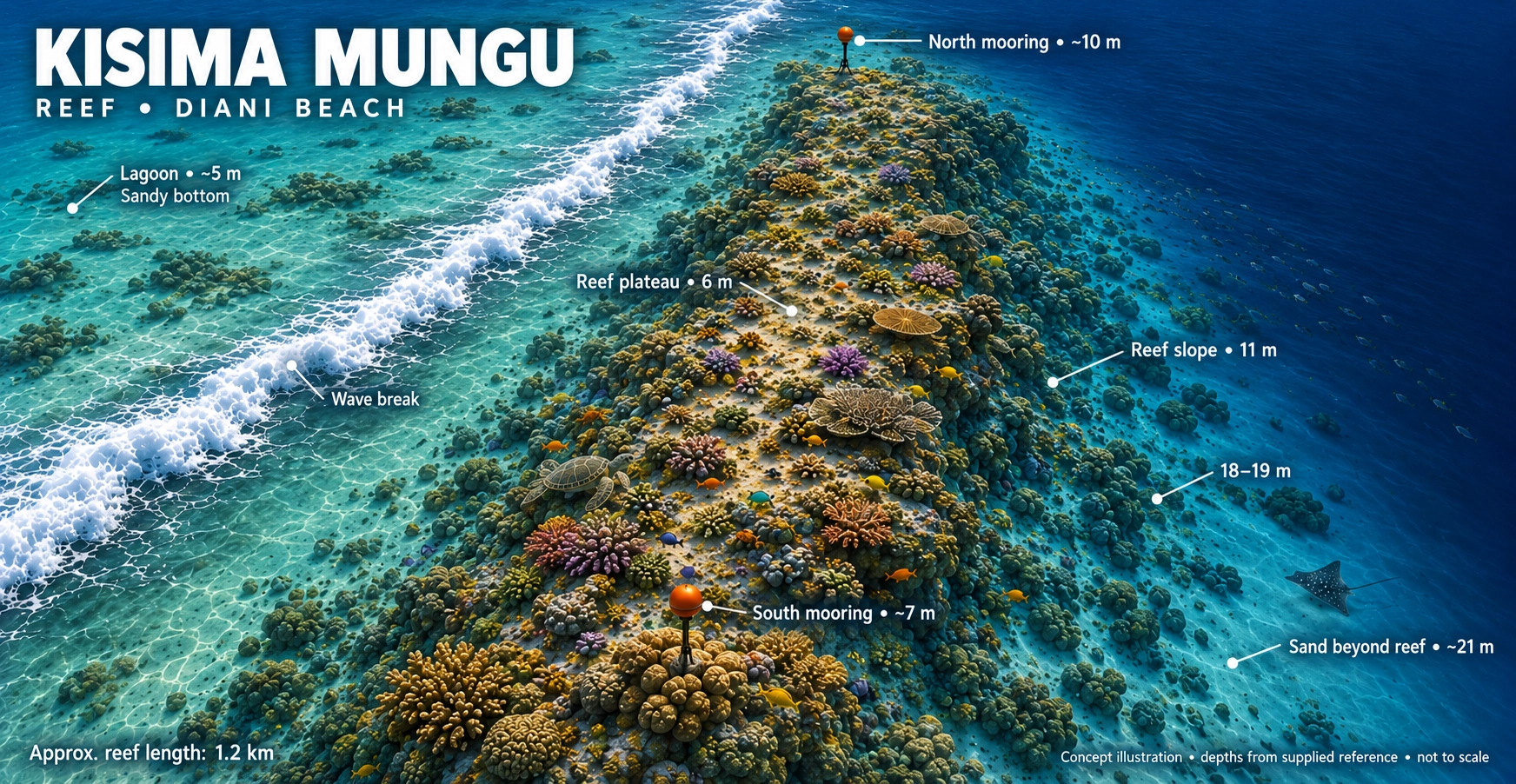 Kisima Mungu dive-site map