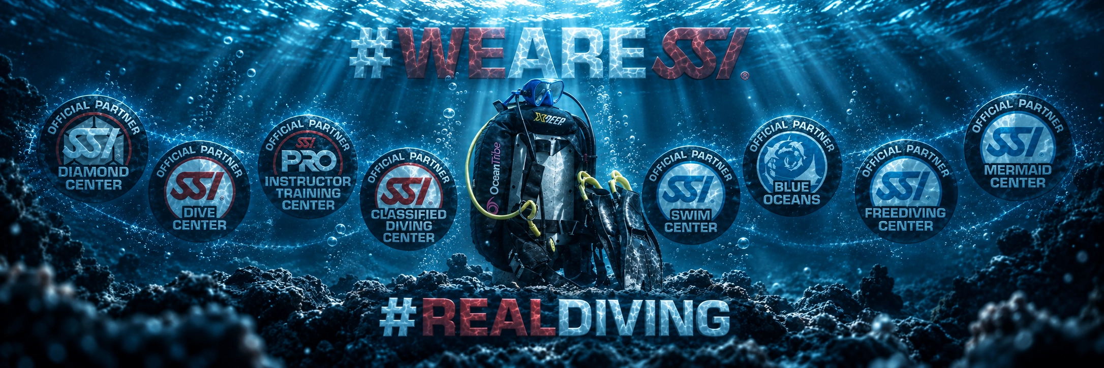 Ocean Tribe scuba equipment and SSI centre ratings underwater